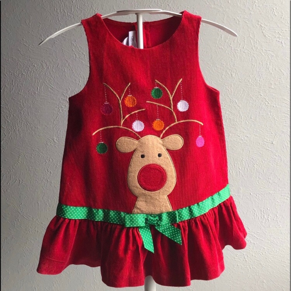 🎄HOST PICK🎄Bonnie Jean Rudolph Embroidered Toddler Dress-2T